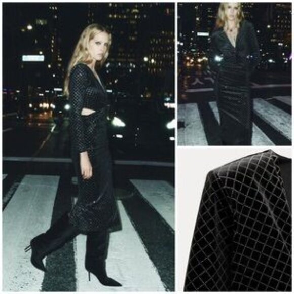 ZARA SHIMMERY VELVET DRESS ladies medium - Picture 3 of 12